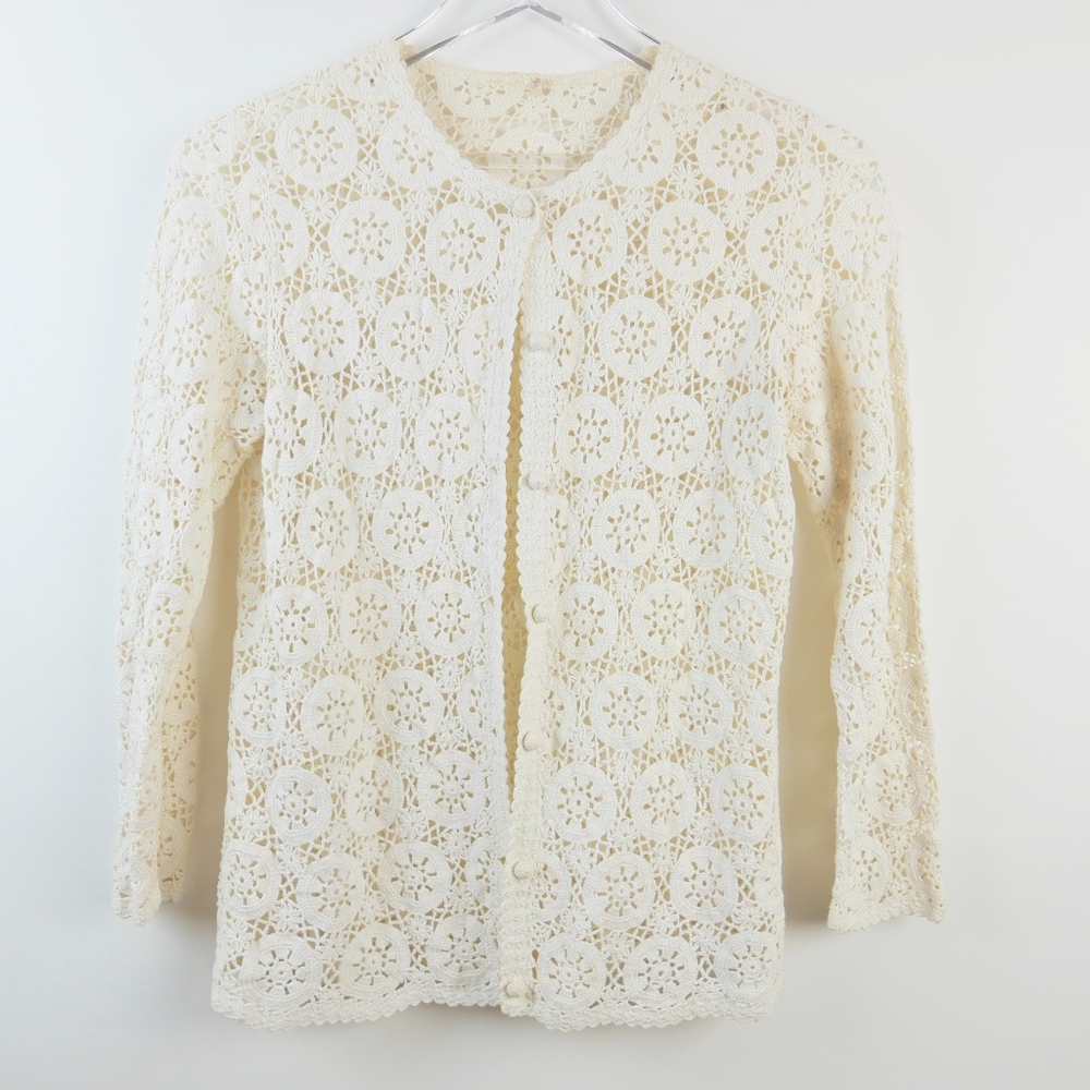 VINTAGE Crochet Summer Button Down Swim Cover